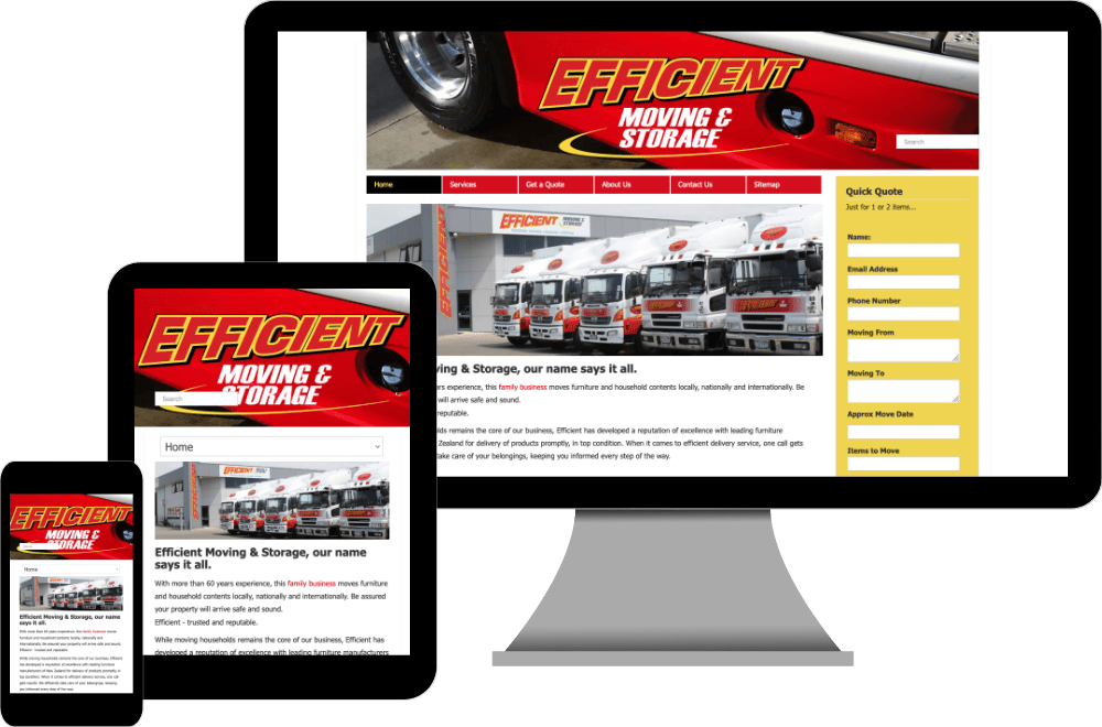 Efficient Moving & Storage website built by iSystems