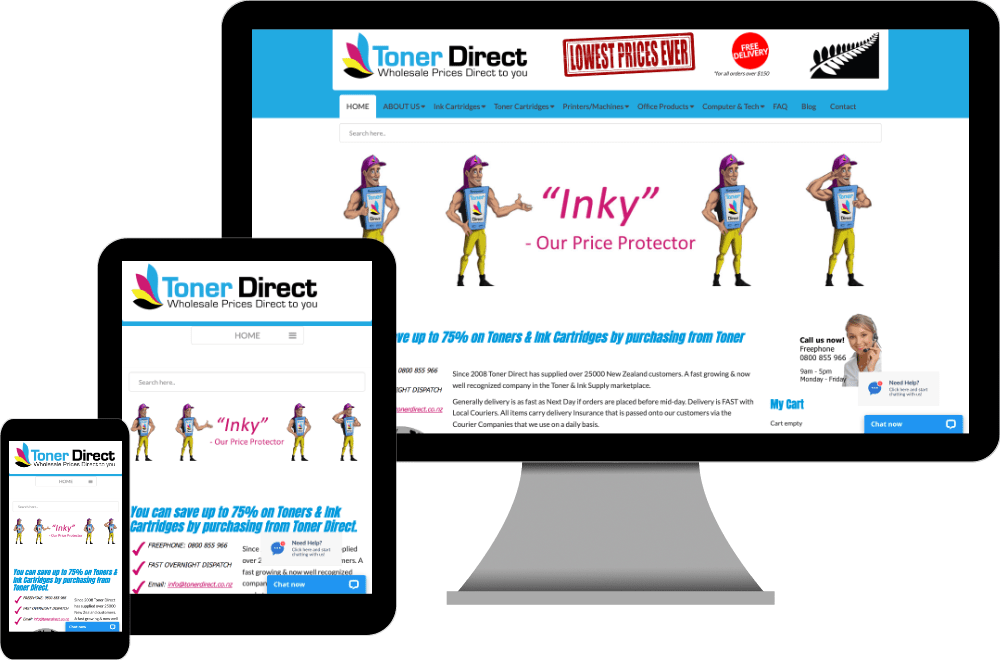 Toner Direct website built by iSystems